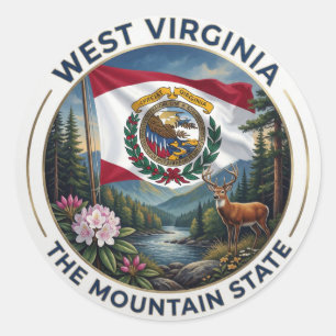 West Virginia Appalachian State Stolz 🌿 Runder Aufkleber