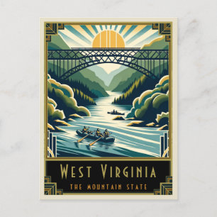 West Virginia   Art Deco Postkarte