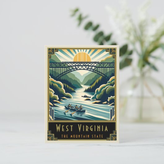 West Virginia | Art Deco Postkarte (Stehend Vorderseite)