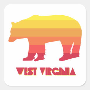 West Virginia Bear Quadratischer Aufkleber