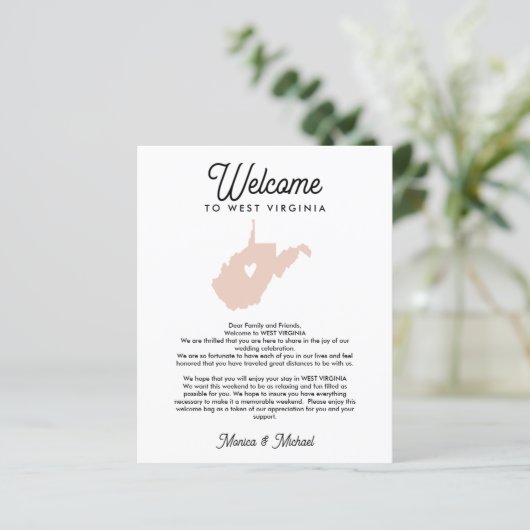 WEST VIRGINIA Begrüßungsschreiben IRGENDWELCHE FAR (Stehend Vorderseite)