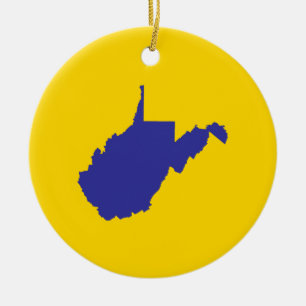 West Virginia Blau und Gold Keramikornament