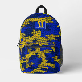 West Virginia Blue & Gold Camo Printed Bedruckter Rucksack