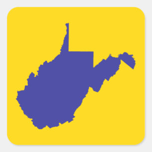 West Virginia Blue und Gold Quadratischer Aufkleber