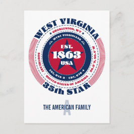 West Virginia, Charleston, WV, Patriotic, Monogram Postkarte