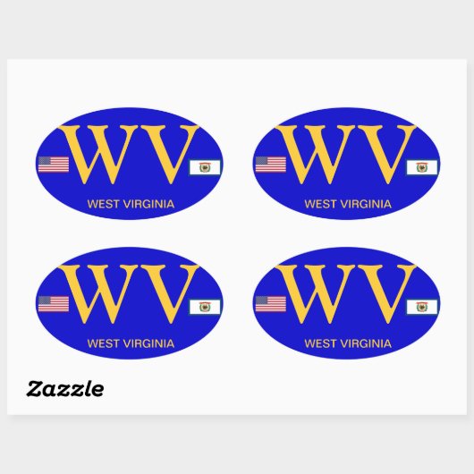 West Virginia* European Style Oval Sticker (Blatt)