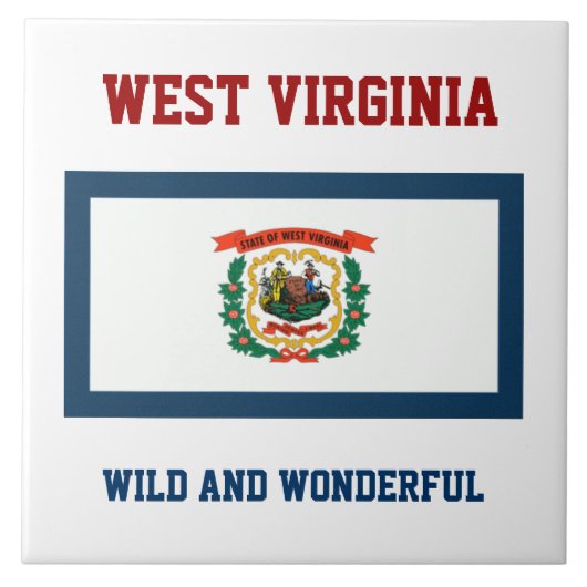 West Virginia Fahne, mit einem Aufdruck versehen Fliese (Vorderseite)