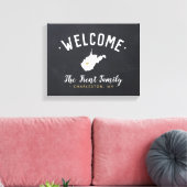West Virginia Family Monogram Welcome Sign Leinwanddruck (Insitu (Wohnzimmer))