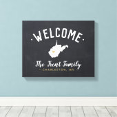 West Virginia Family Monogram Welcome Sign Leinwanddruck (Insitu (Holzboden))
