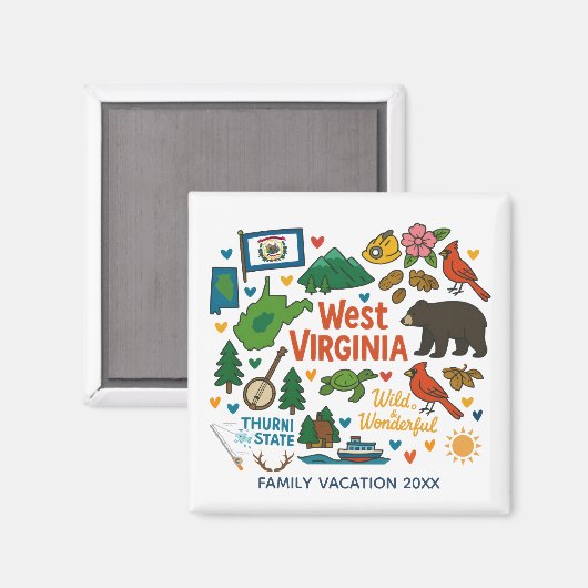 West Virginia Family Trip Keepsake Personalized Magnet (Vorderseite/Rückseite)