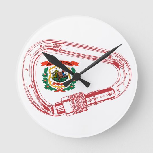 West Virginia Flag Climbing Carabiner Runde Wanduhr (Vorderseite)