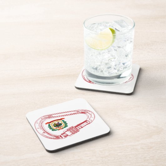 West Virginia Flag Klettersteig Carabiner Getränkeuntersetzer (Rechte Seite)