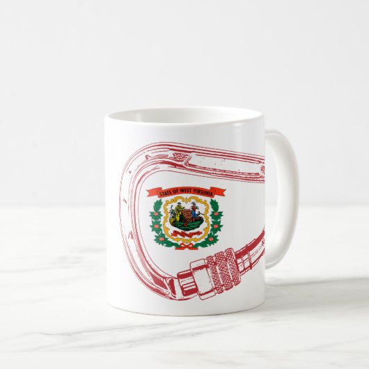 West Virginia Flag Klettersteig Carabiner Kaffeetasse (VorderseiteRechts)