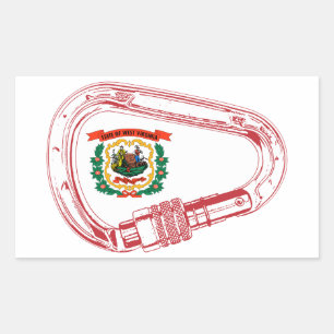 West Virginia Flag Klettersteig Carabiner Rechteckiger Aufkleber