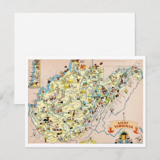 West Virginia Funny Map Postkarte (Vorne/Hinten)