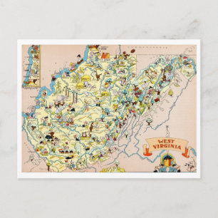 West Virginia Funny Map Postkarte