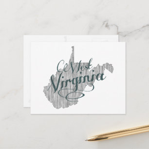 West Virginia geformte Vintage-Grau-Typografie Nam Postkarte
