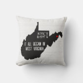 West Virginia GPS Koordinaten mit Herz Kissen (Vorderseite)