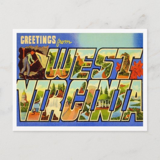 West Virginia Gruß von US-Staaten Postkarte (Vorderseite)
