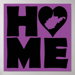 West Virginia Home Heart State Poster Schild