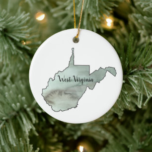 West Virginia Illustration Painting Keramik Orname Ornament