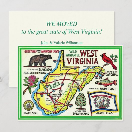 West Virginia Illustriert Map Moving Ankündigung (Vorne/Hinten)