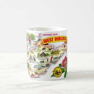 West Virginia Illustrierte Karte Kaffeetasse