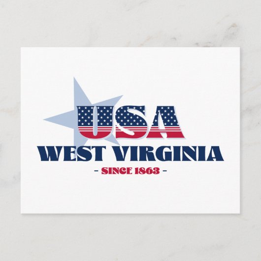 West Virginia in Rot, Weiß und Blau Postkarte (Vorderseite)