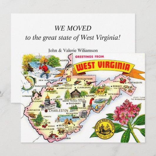 West Virginia Karte Umzugsankündigung (Vorne/Hinten)