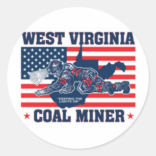 WEST VIRGINIA KOHLENBERGWERKARBEITER ROT WEISS UND RUNDER AUFKLEBER