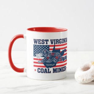 WEST VIRGINIA KOHLENBERGWERKARBEITER rot, weiß und Tasse