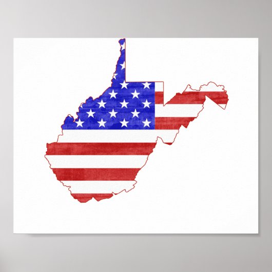 West Virginia Kontur Map Shaped American Flag Poster (Vorne)