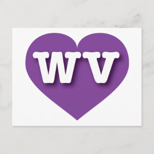 West Virginia Lila Heart - I Liebe WV Postkarte