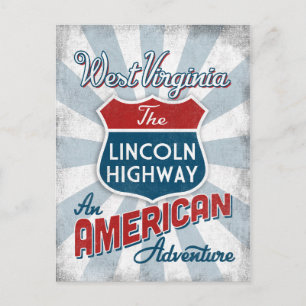 West Virginia Lincoln Highway Vintage Amerika Postkarte