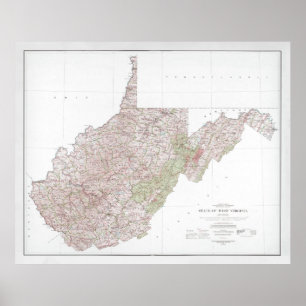West Virginia Map (1984) WV Staat Atlas Poster
