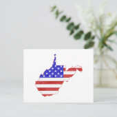 West Virginia Map Shaped Patriotic American Flag Postkarte (Stehend Vorderseite)