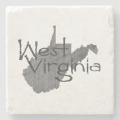 West Virginia Map Shaped Vintag Gray Chalkboard Steinuntersetzer (Vorderseite)
