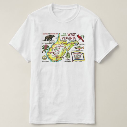 West Virginia Map T Shirt (Design vorne)