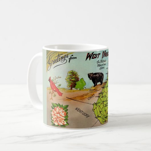 West Virginia Map Tasse (Vorderseite Links)