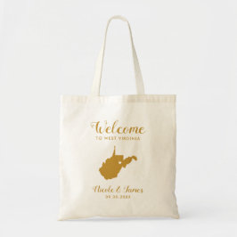 West Virginia Map Wedding Welcome Bag, Gold Tragetasche