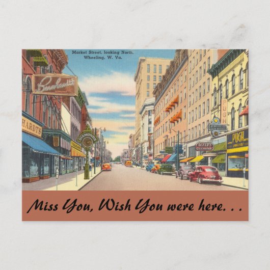 West Virginia, Market Street, Wheeling Postkarte (Vorderseite)