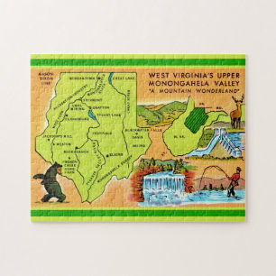 West-Virginia Monongahela-Tal Karte Puzzle