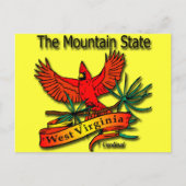 West Virginia Mountain Staat Kardinal Postkarte (Vorderseite)