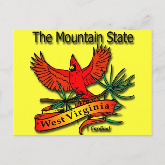 West Virginia Mountain Staat Kardinal Postkarte (Vorderseite)