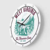 West Virginia Mountain State Bear Große Wanduhr (Winkel)