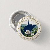 WEST VIRGINIA Mountain State Erbe Button (Vorne & Hinten)