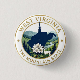 WEST VIRGINIA Mountain State Erbe Button