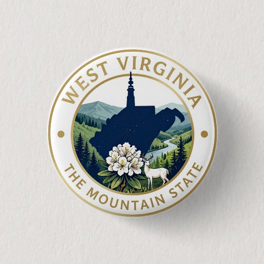 WEST VIRGINIA Mountain State Erbe Button (Vorderseite)