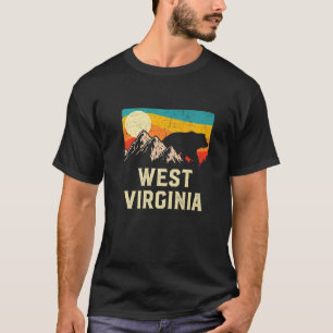 West Virginia Natur Wild Bear Retro Sunset Hiking T-Shirt