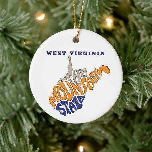 West Virginia Nickname Word Art Keramik Ornament (Baum)